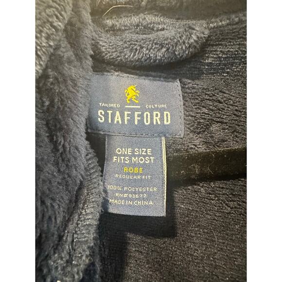 Stafford Men’s OSFM robe NWT plush robe navy casual sleepwear - Picture 7 of 7